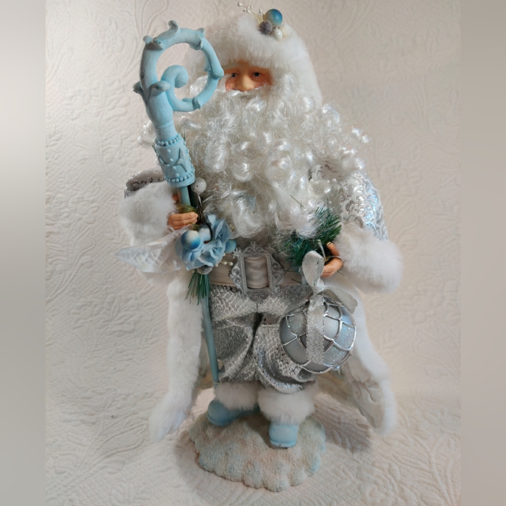 Vintage Dan Dee Silver Robed Christmas Holiday Santa Claus & Winter Staff 1980s